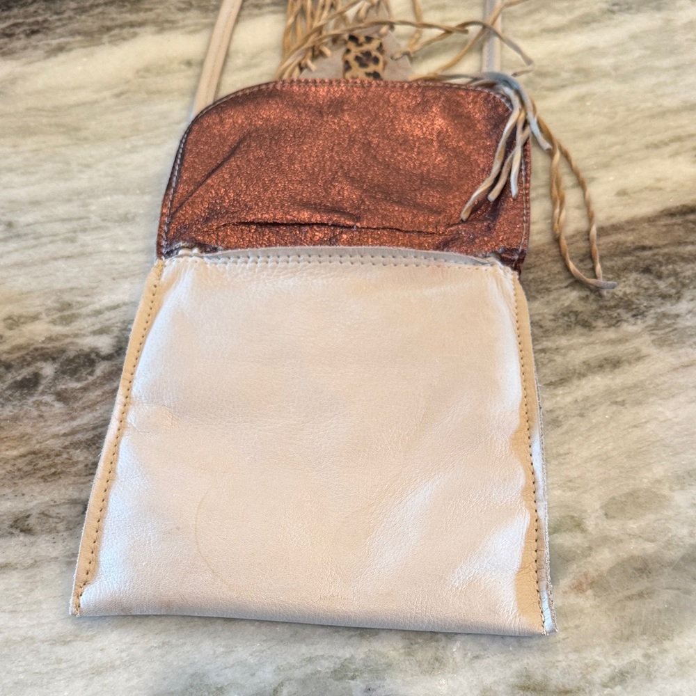 Leopard Print Fringe Crossbody Bag - Cream and Brown - Picture 2 of 6